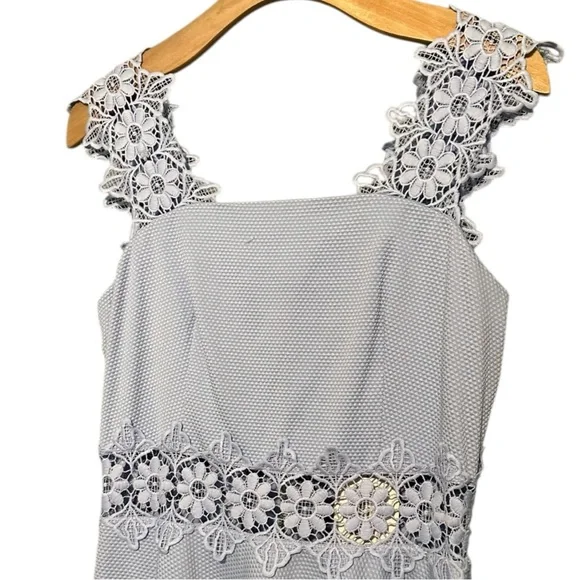 Ted Baker Women’s Size 3 M 8 Cornflower Blue Monaa Lace Trim Fit & Flare Dress